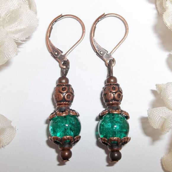 wvluckygirl Jewelry - Teal Green Boho Earring Set Handmade Jewelry 5216